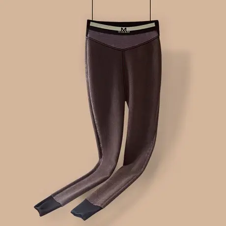 秋冬季可外穿加绒纯色打底裤女 高腰收腹修身均码M字黑色长裤商品大图