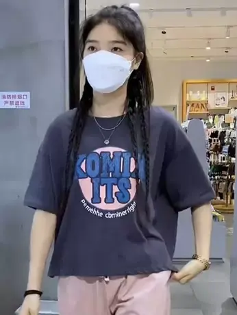 2023夏季爆款圆形字母印花短款时尚宽松百搭遮肚子薄款短袖T恤潮商品大图