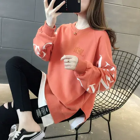 早秋卫衣女春秋韩版宽松bf慵懒风ins中长款薄款假两件上衣外套潮图片