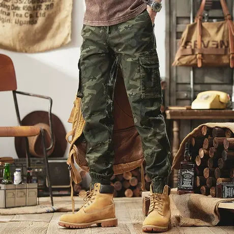 Modi Nick/摩帝尼克男士迷彩裤直筒宽松工装长裤休闲潮流舒适长裤商品大图