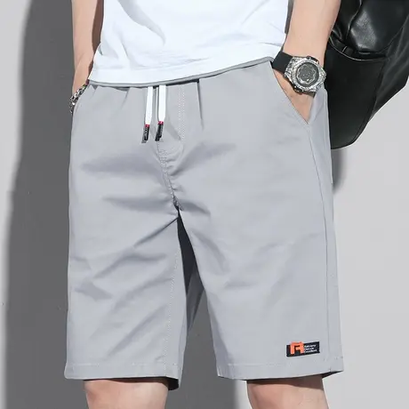 纯棉工装休闲短裤子男士宽松紧腰男生夏季薄款外穿五分冰丝大裤衩商品大图