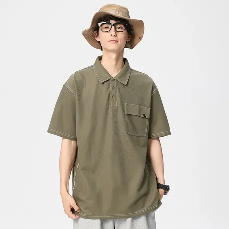 男士韩版半袖polo衫男短袖潮牌2023年新款夏季上衣翻领t恤半截袖商品大图