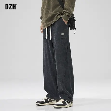 男士秋冬灯芯绒裤子男款美式高街2024新款休闲裤直筒垂感阔腿长裤商品大图