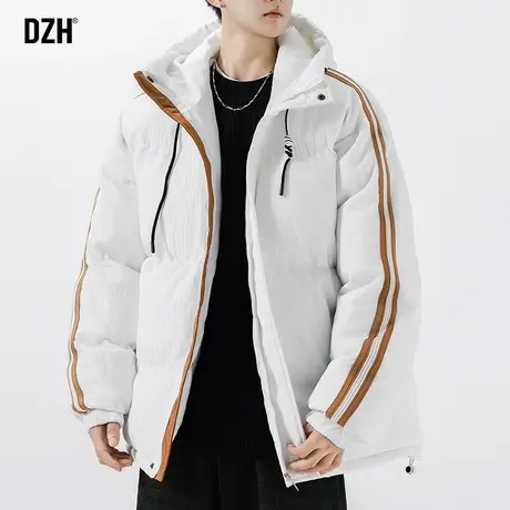 男生白色棉衣外套男加厚冬季休闲连帽棉服男款2024新款棉袄子上衣商品大图