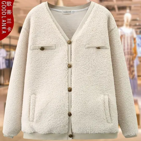 四五十岁大码中年妈妈秋冬加厚羊羔绒大衣宽松时尚颗粒绒棉衣外套商品大图