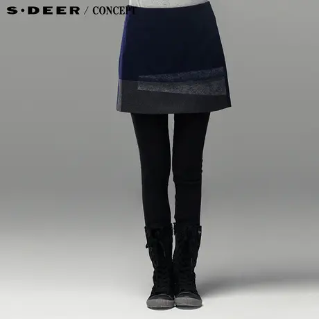 【冬装新款 】sdeer圣迪奥专柜正品女装冬装钢琴褶半身裙3481329图片