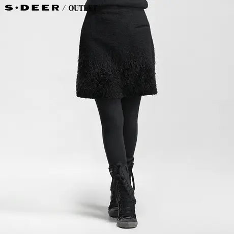 【新品】sdeer圣迪奥专柜正品女装新款百搭毛绒摆短裙3481348图片