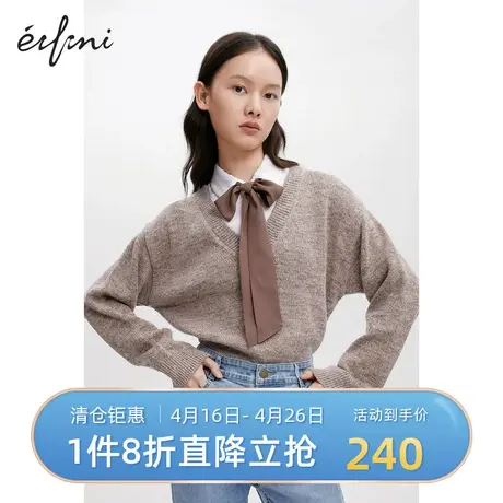 伊芙丽针织衫女21秋新款假俩件拼接时尚休闲宽松上衣女1B9131821商品大图