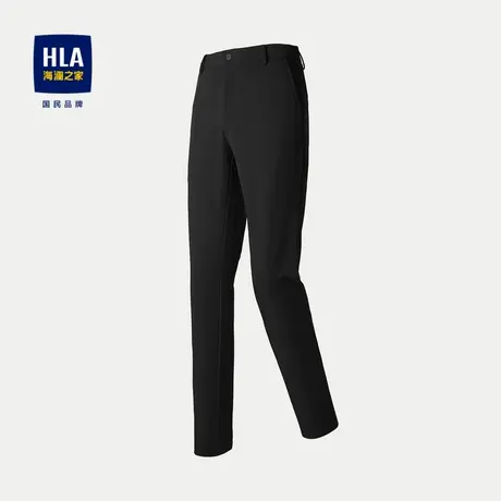 HLA/海澜之家六维弹力休闲裤2024春夏新款中腰直筒纯色修身裤子男商品大图