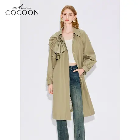 MISSCOCOON【塞班河日落】24春新款解构蝴蝶结经典大翻领气质风衣商品大图
