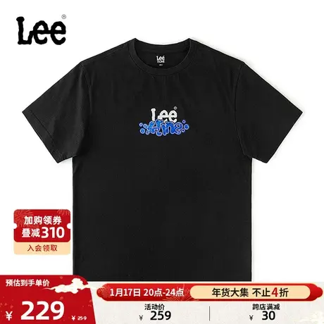 Lee24早春新品舒适版型圆领Logo印花男短袖T恤休闲潮LMT0081264LE图片