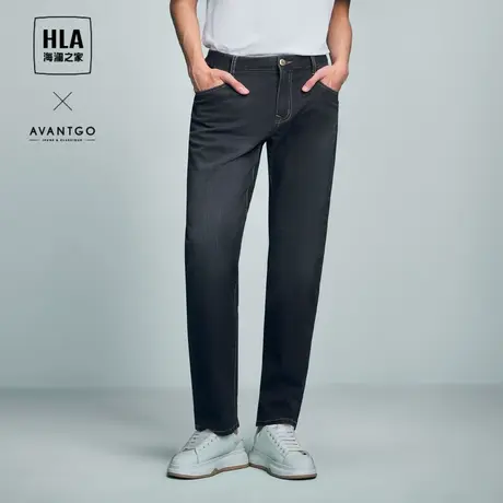 HLA/海澜之家轻商务经典蓝灰牛仔裤24春秋季新款五袋款长裤子男士图片