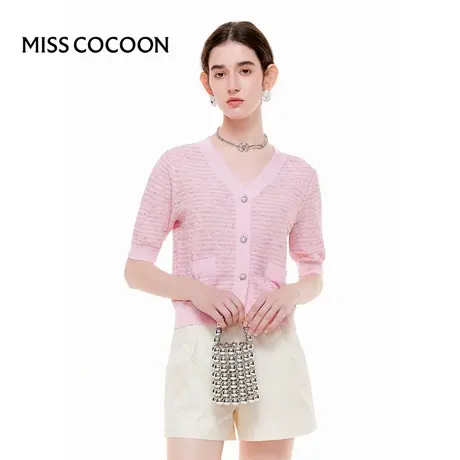 MISSCOCOON【莫奈花园】24夏新款优雅浪漫花纱凉感小香风针织开衫商品大图