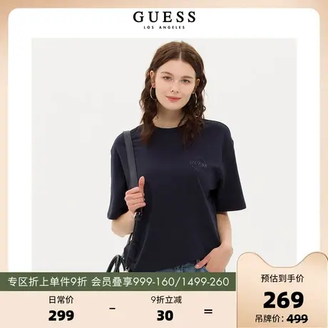 GUESS新无性别多彩廓形oversize简约字母重磅T恤上衣-KM2K8420图片