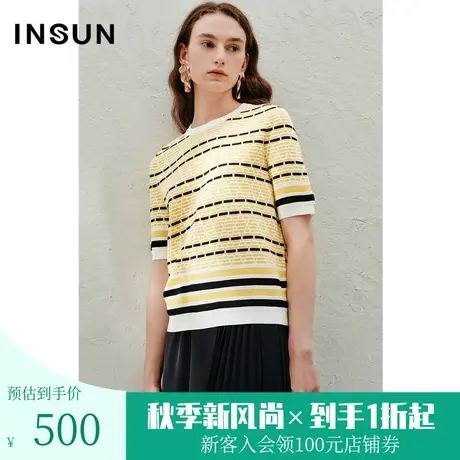 恩裳2023年夏款新款减龄撞色条纹立体挺括宽松舒适针织衫商品大图