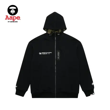 Aape旗舰店男装秋冬猿颜徽章印花迷彩双面穿连帽卫衣外套3828XXH商品大图