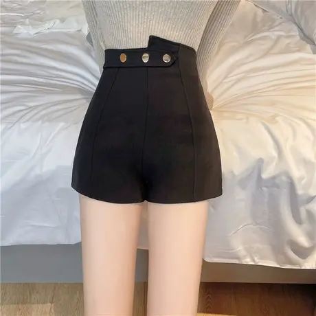 毛呢西装短裤女秋冬季外穿高腰a字靴裤2023新款爆款小个子阔腿裤商品大图