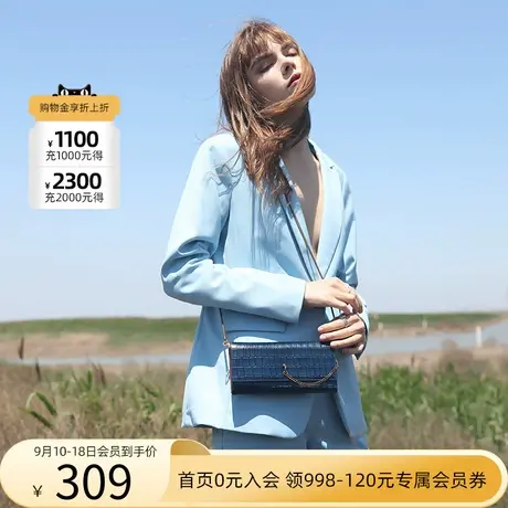 商场同款哈森女包牛皮革石头纹金属小链条包长款女士钱包 HA74531商品大图