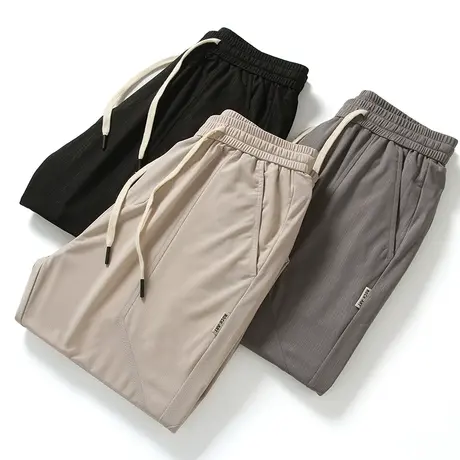 冰丝裤子男夏季薄款直筒修身长裤男士休闲裤松紧腰潮牌春秋款西裤图片