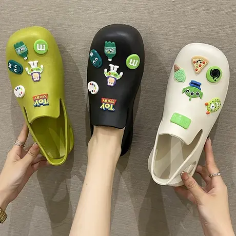 可爱雨鞋女夏季2023新款时尚外穿防滑厚底防水短筒雨靴包头凉拖鞋图片