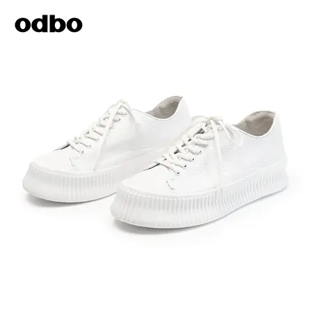 odbo/欧迪比欧原创设计真皮牛皮革休闲鞋女秋装2023新款厚底鞋子商品大图