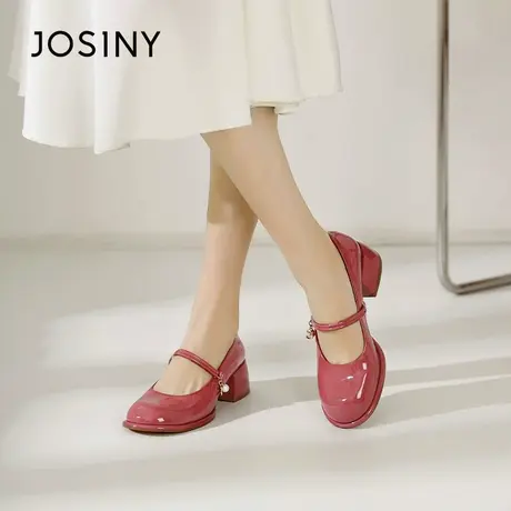 Josiny/卓诗尼玛丽珍鞋2023夏秋新款气质仙女粗跟浅口配裙子单鞋商品大图