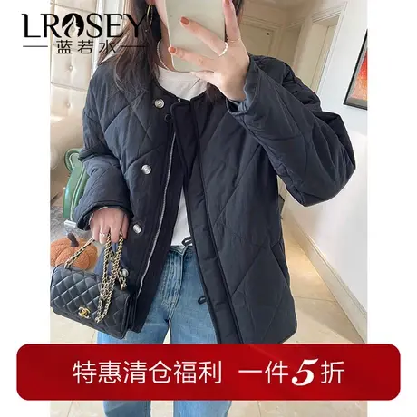 蓝若水大码女装菱格保暖棉衣冬季新款时尚韩系胖mm显瘦遮肉外套商品大图