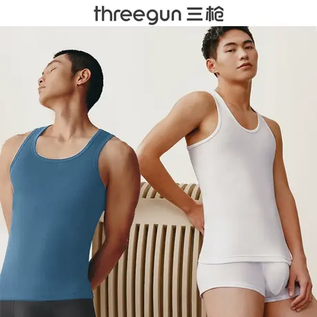 三枪背心男士纯棉跨栏健身跑步打底男式全棉无袖内穿薄款运动汗衫图片