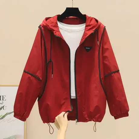 2023秋季新款拼色外套女气质拼接长袖连帽减龄小众时尚显瘦外衣潮商品大图