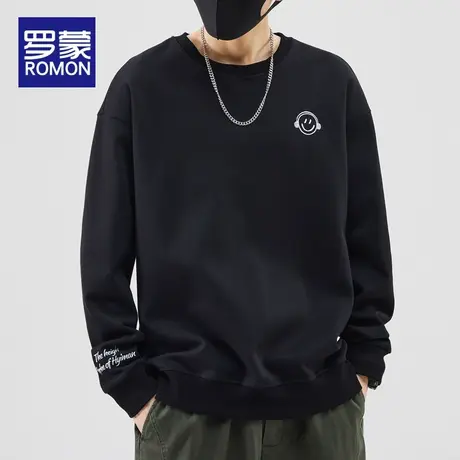罗蒙卫衣男秋季长袖2022新款男士圆领潮流百搭秋冬款宽松衣服男款图片