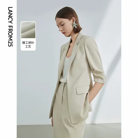 朗姿法式高级感气质职业设计感西服外套2024年夏季新款休闲西装女图片