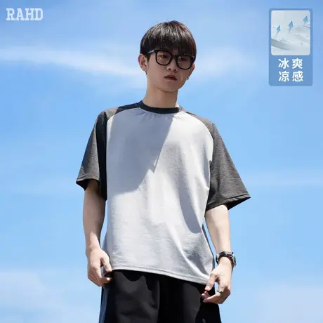Radiohead2024夏季新款短袖t恤男拼接撞色休闲T恤圆领宽松上衣潮商品大图