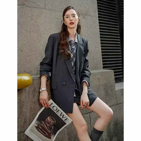 爵莱菲大码2025新款優质绵羊毛经典正肩外套女正装秋季商品大图