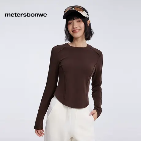 【会员专享】美特斯邦威T恤女2025秋季新款收腰恤显瘦鱼骨线长袖商品大图