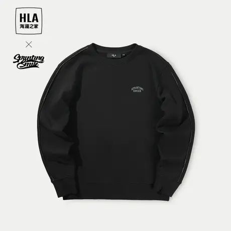 HLA/海澜之家圆领刺绣卫衣23秋冬季新宽松加绒加厚长袖外套男士商品大图