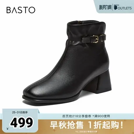 百思图2025冬季新款商场同款时装靴时尚简约通勤女短靴K5618DD5图片