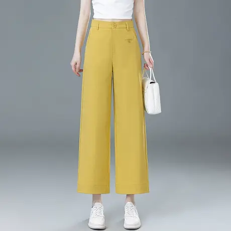 时尚阔腿九分裤女夏季2025新款百搭减龄显瘦休闲裤垂感高腰直筒裤图片