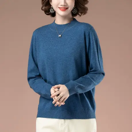 毛衣女秋冬新款大码女装宽松中年妈妈内搭气质休闲保暖针织打底衫图片