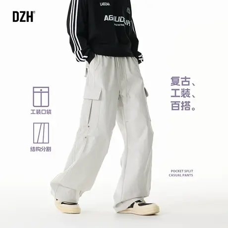 男士灰白色工装裤男直筒高级感痞帅2025新款秋季裤子男款休闲长裤商品大图