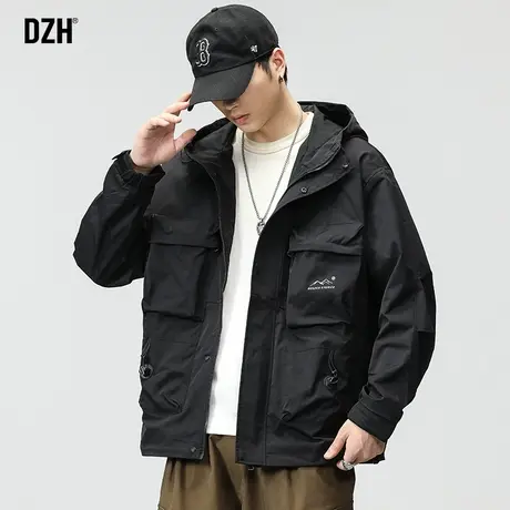 男士登山服冲锋衣男机能风工装外套男款秋季男装2023新款美式夹克商品大图