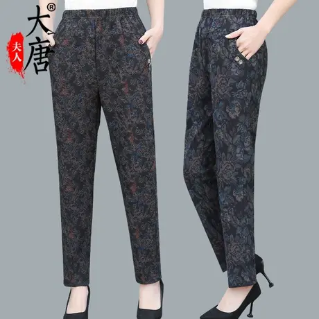 中老年人裤子秋装妈妈裤直筒裤奶奶长裤休闲老人薄款松紧婆婆口袋商品大图