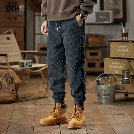 男士灯芯绒裤子男款美式高街宽松休闲裤束脚潮牌2023新款复古男裤商品大图