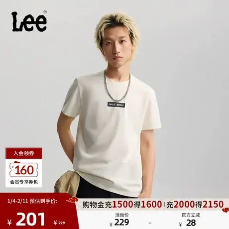 Lee26春夏新品标准版圆领长方形Logo印花男短袖T恤潮LMT012182210商品大图
