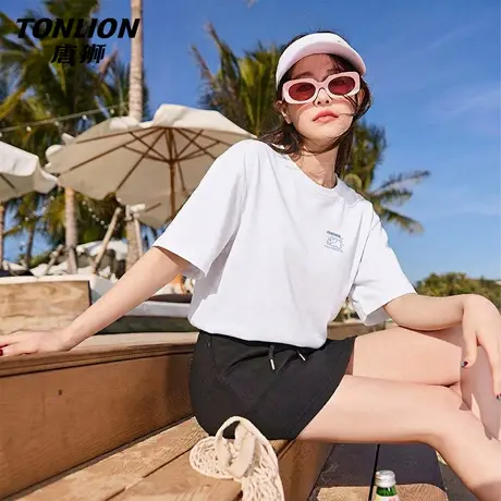 唐狮官方白色纯棉短袖女t恤夏2026新款女款宽松休闲半袖上衣女VB商品大图