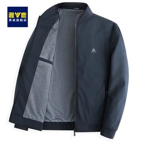 雅鹿夹克男2023年春季新款中老年爸爸装商务休闲干部服立领外套男商品大图