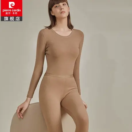 皮尔卡丹女士保暖套装女罗纹布款保暖内衣秋衣秋裤女圆领商品大图
