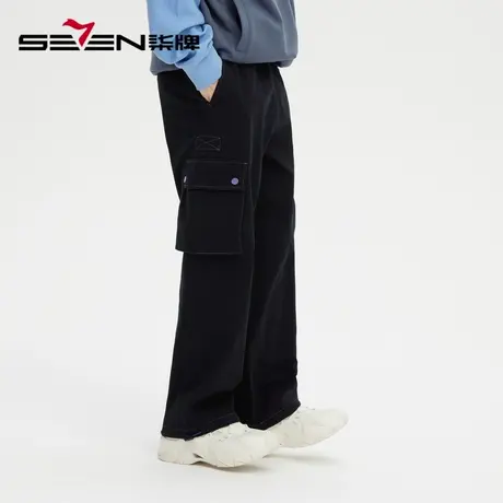 柒牌旗下清仓潮牌SVNMDN工装裤男2022秋季潮流休闲运动直筒长裤子商品大图