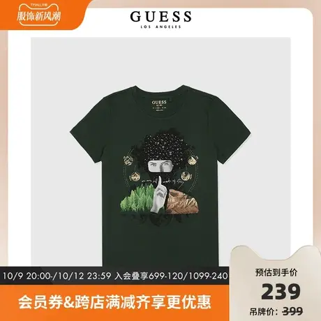 GUESS女士极简涂鸦街头潮流短袖T恤-W2BI31K9SN1图片