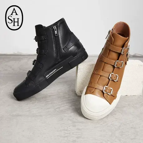 ASH女鞋新款GANG系列休闲羊皮高帮鞋增高做旧加硫鞋女商品大图