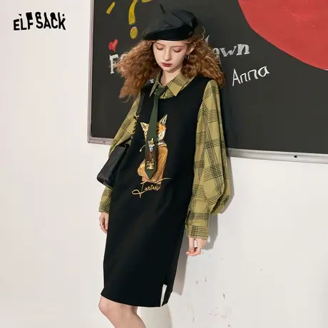 【夏天粉丝专享】妖精的口袋假两件衬衫连衣裙女2023秋季新款长裙商品大图